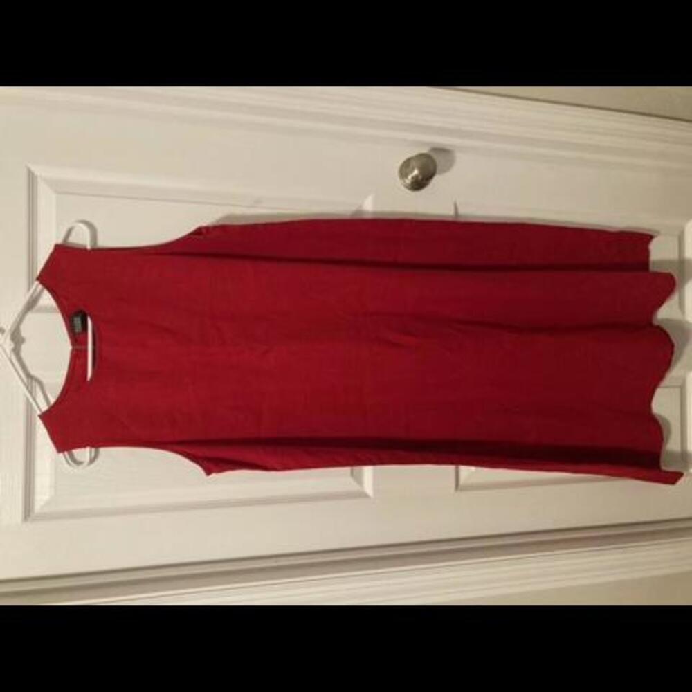 Eileen Fisher Women's Red 100% Linen long Shift Dress Size Large